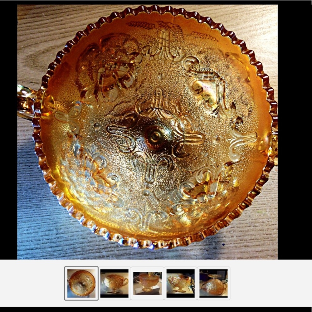 😳MINT VTG Serving Dish Carnival Glass GORGEOUS